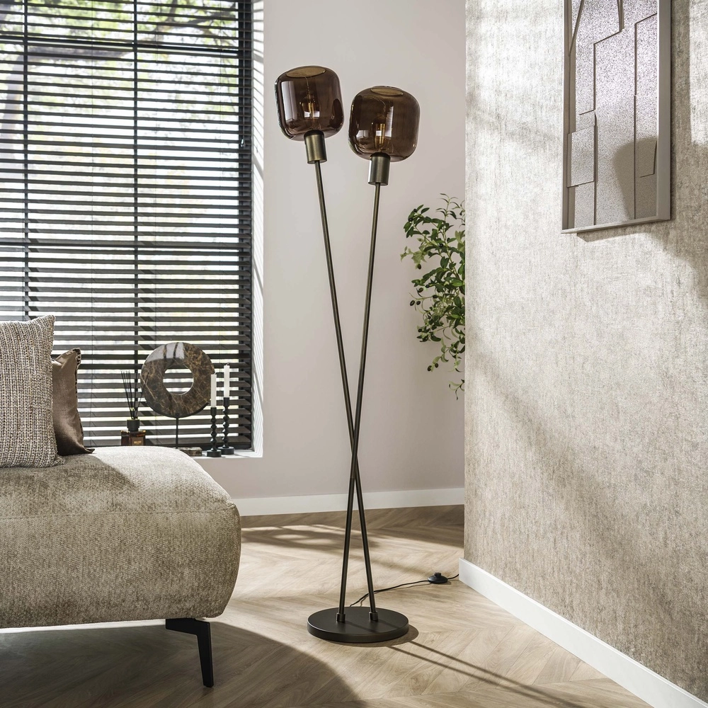 Design vloerlamp Bronza Sienna bruin - 2x E27 Lyora 8716803513426
