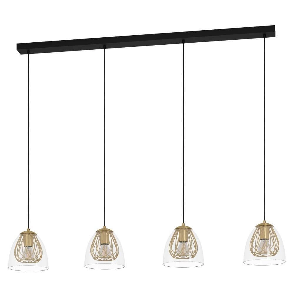 Eetkamer lamp goud met glas Jazminia