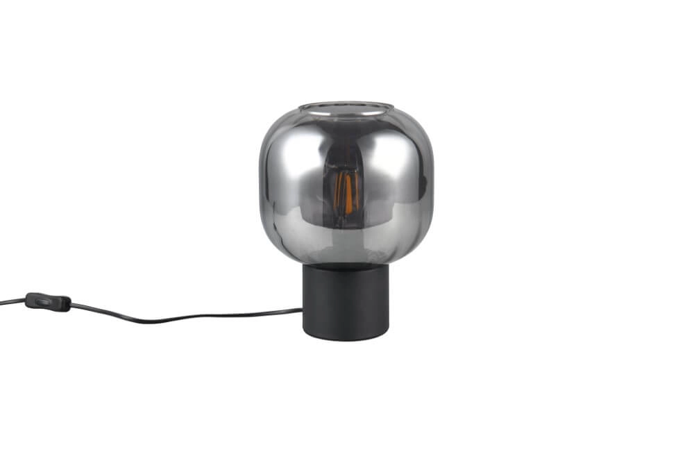 Trendy tafellamp Diva zwart met smoke glas Trio 4017807614596
