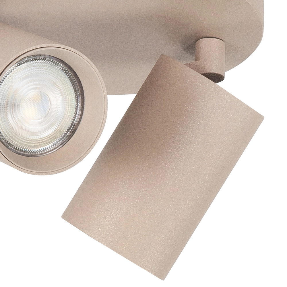 Opbouwspot Mila 2-lichts rond zand bruin Highlight 8718379050398