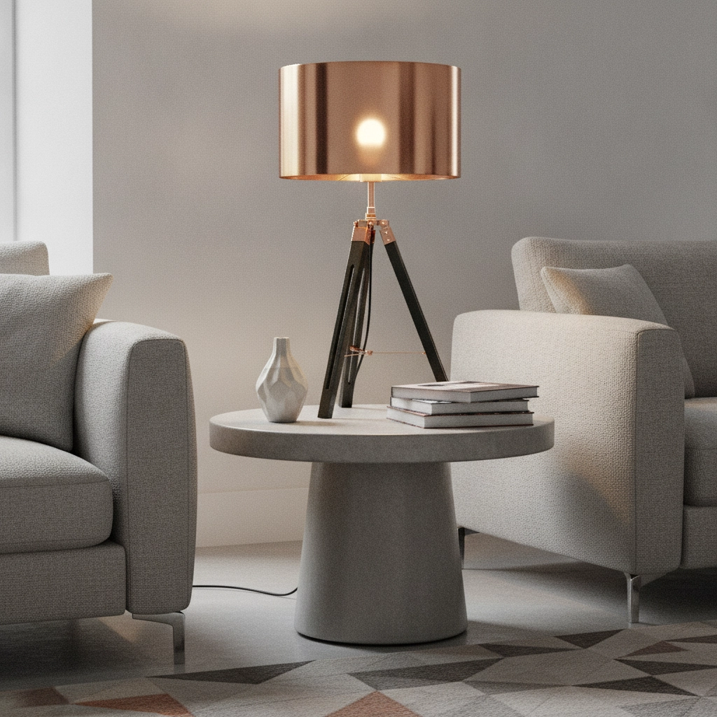 Tripod tafellamp Jewel 67cm zwart met roodkoper