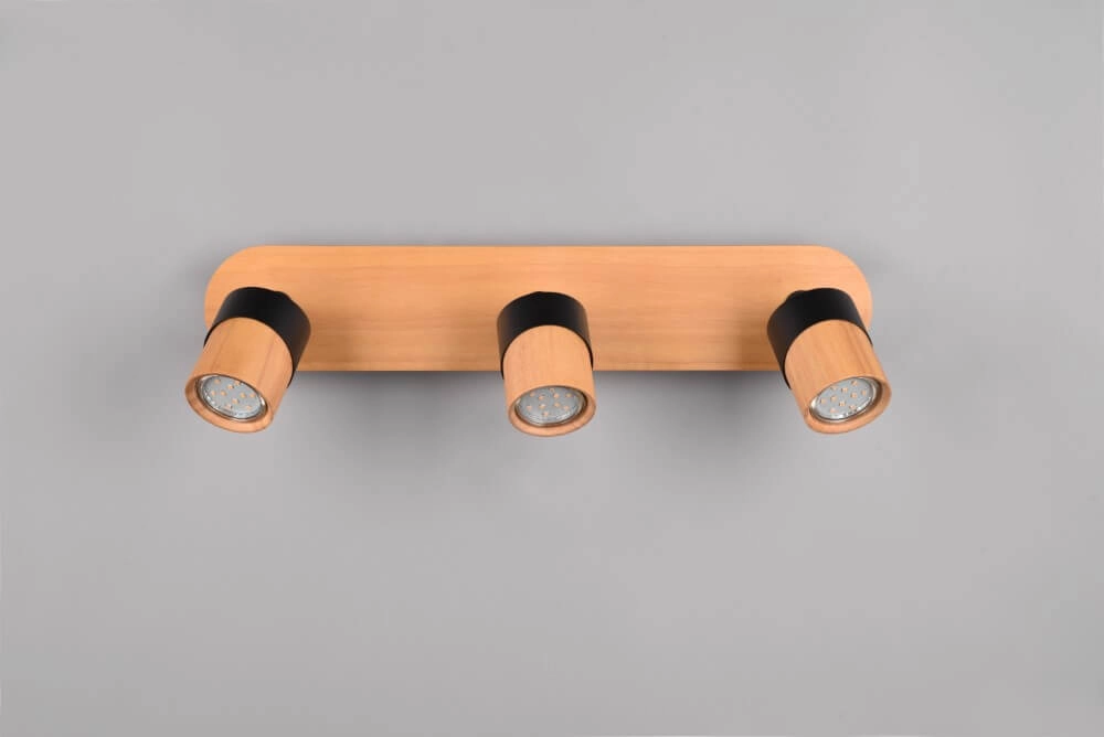 Plafondlamp hout met zwart Aruni 3-lichts Trio 4017807562231