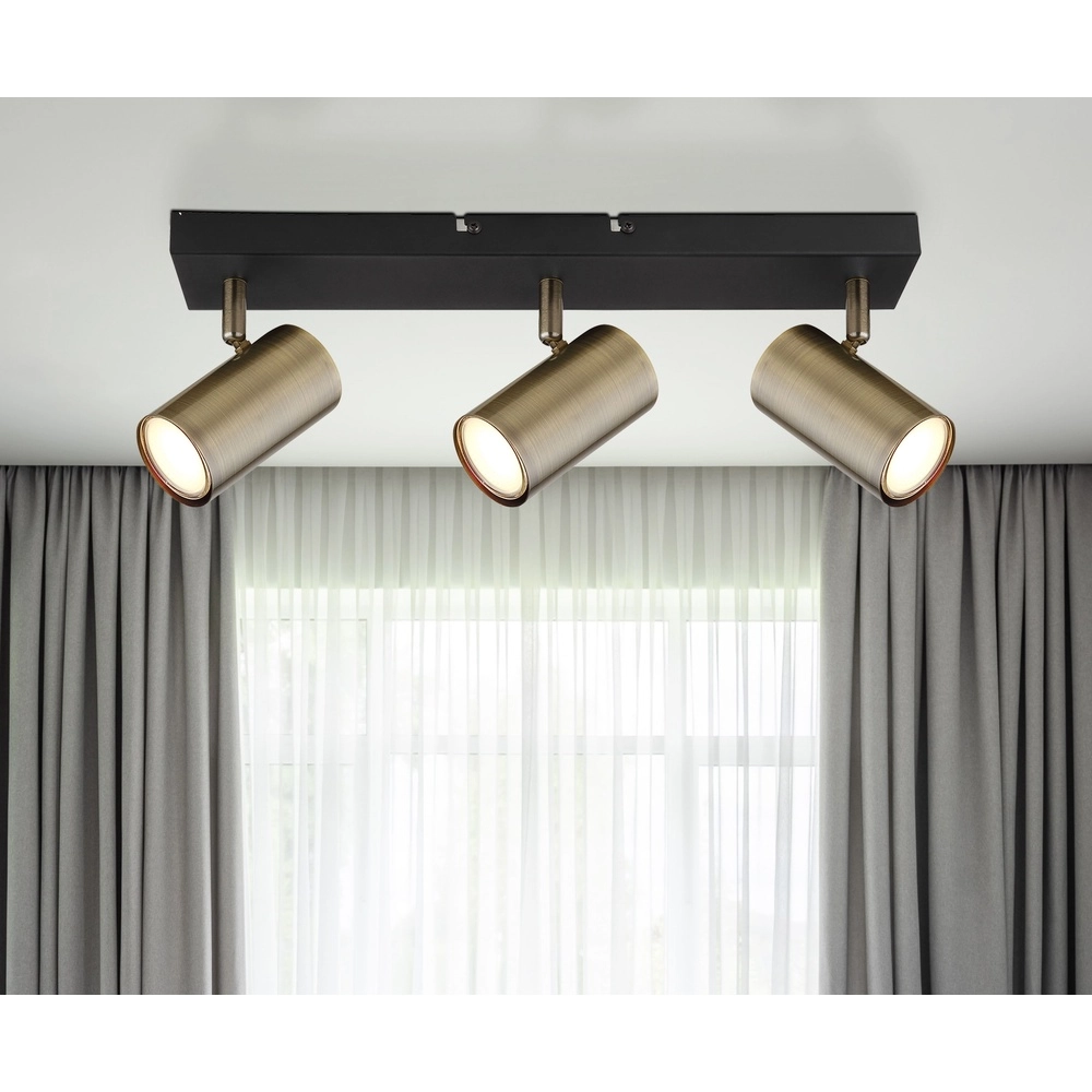 Plafondlamp 3-lichts Robby zwart met brons Globo 9007371442980