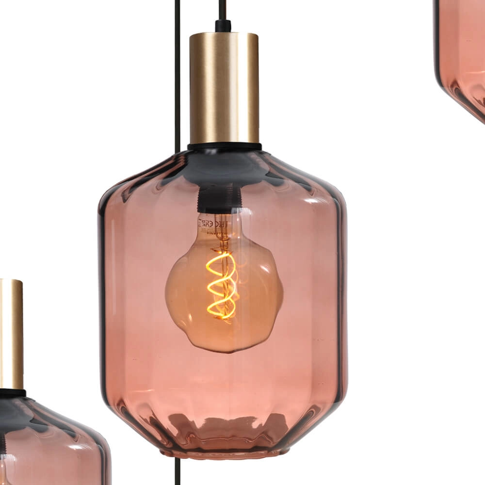 5-lichts vide hanglamp - goud - Porto met Jagger red glazen - Ø 24cm Masterlight 8718121271101