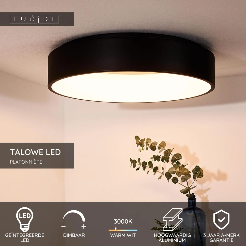 Plafonniere Talowe Led Ø 60cm zwart Lucide 5411212460646