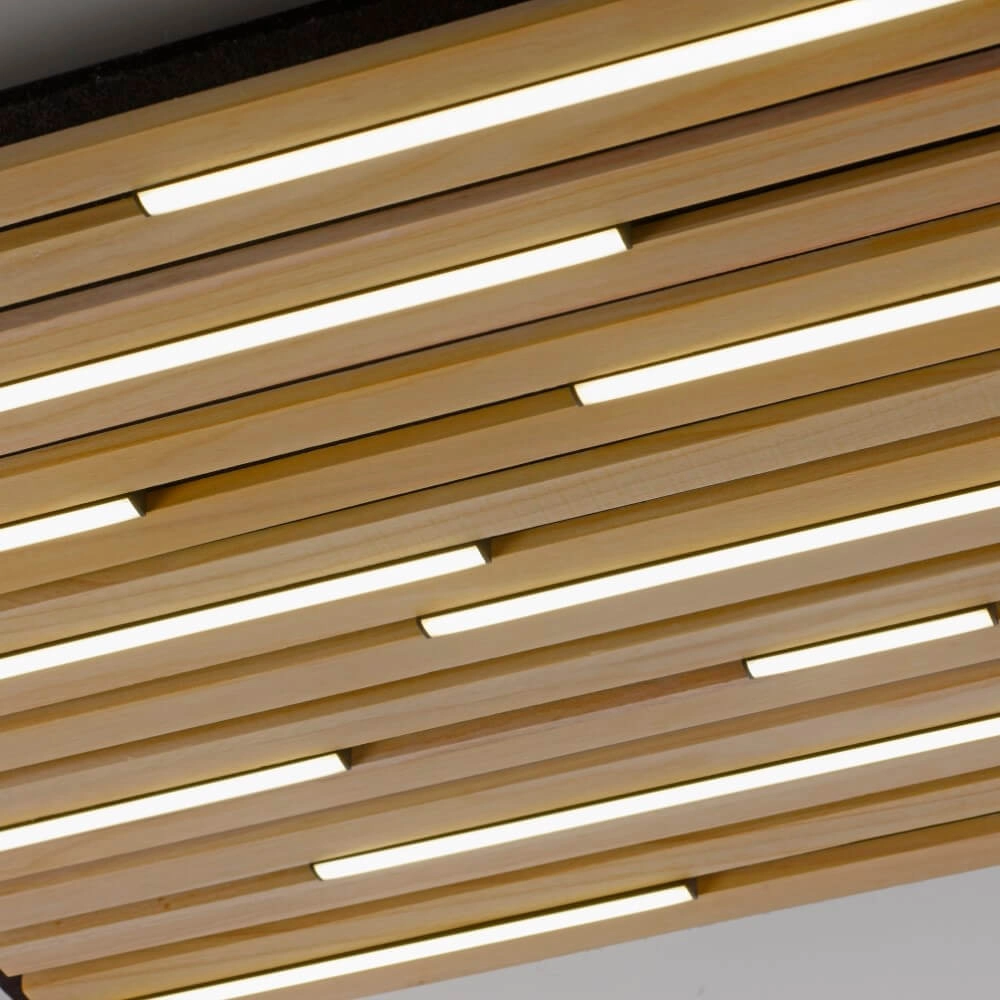 Vierkante plafondlamp Q-Akustik hout Paul Neuhaus 4012248385388