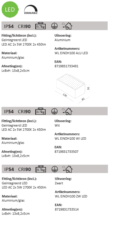 Buitenlamp up down Eindh 13cm - zwart Artdelight 8719831733514
