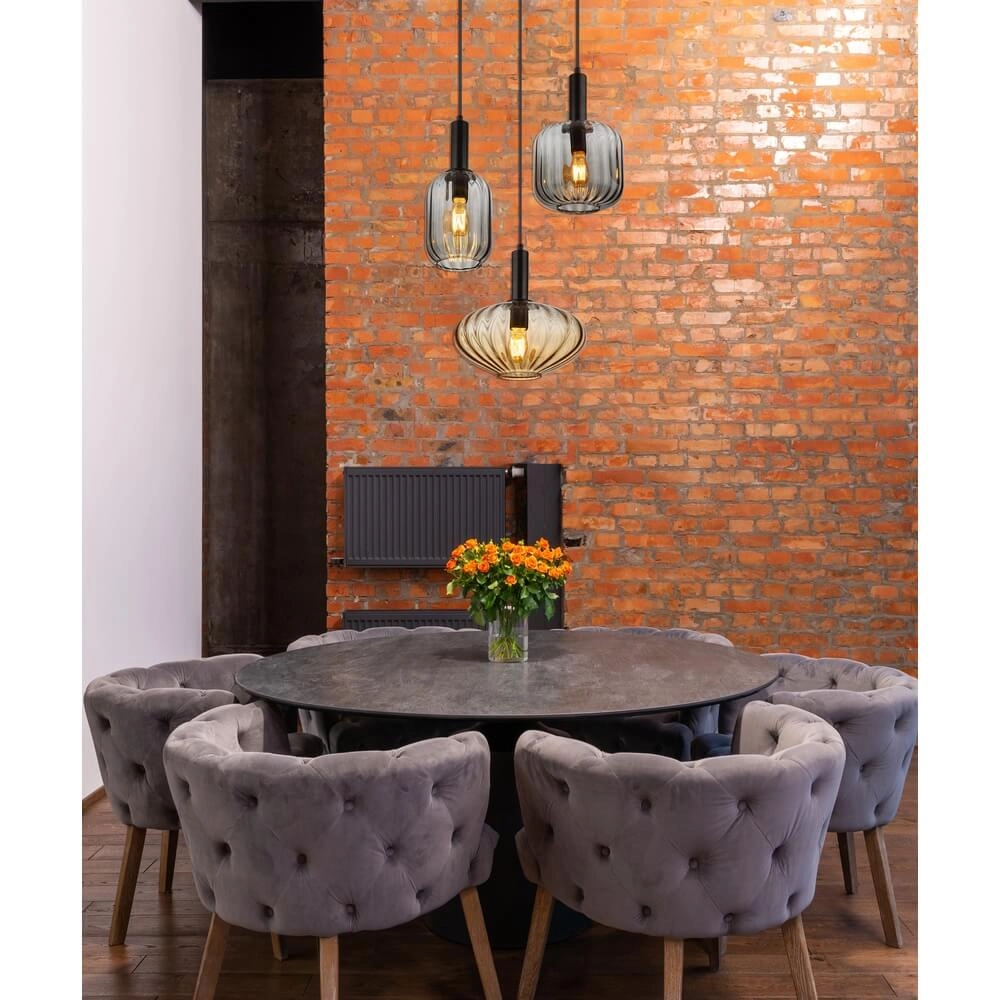 Hanglamp Valletta met gekleurd glas 3-lichts Globo 9007371455867