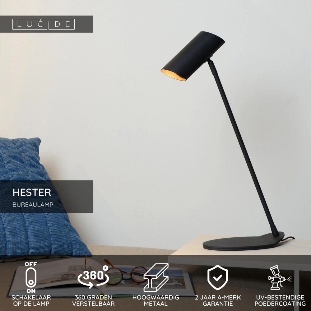 Bureaulamp Hester antraciet Lucide 5411212193834