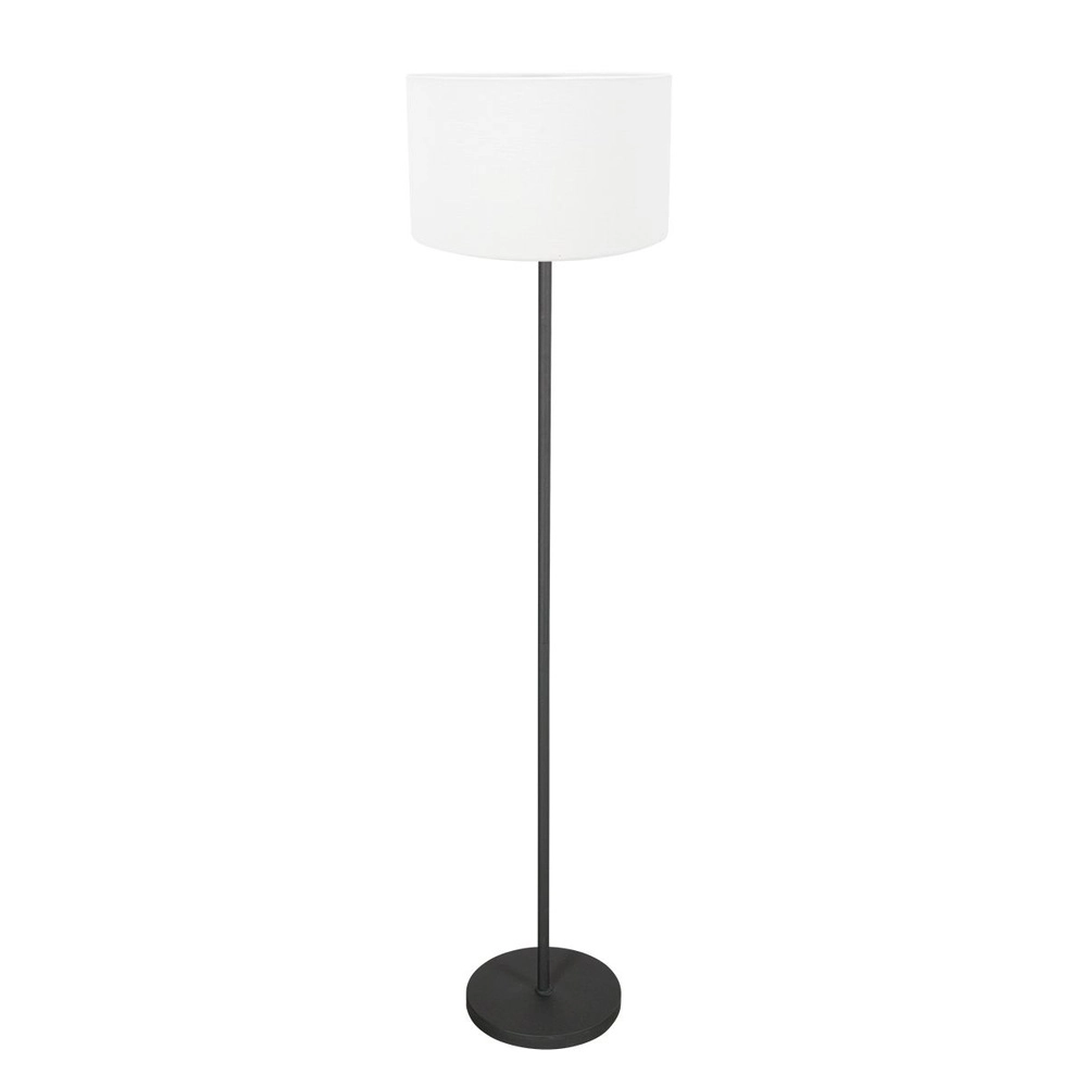 Zwarte vloerlamp Noor met kap wit Zwarte vloerlamp Noor met kap wit