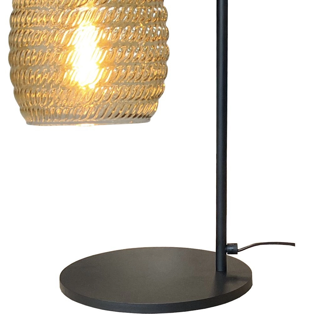 Zwarte tafellamp Bounty met geribd glas Masterlight 8718121251103