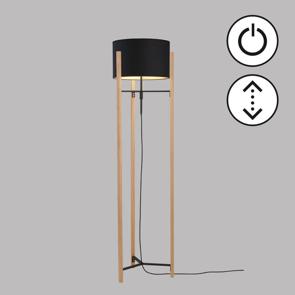 Schemerlamp Shine-Wood met zwarte kap Fischer & Honsel 4003694405164