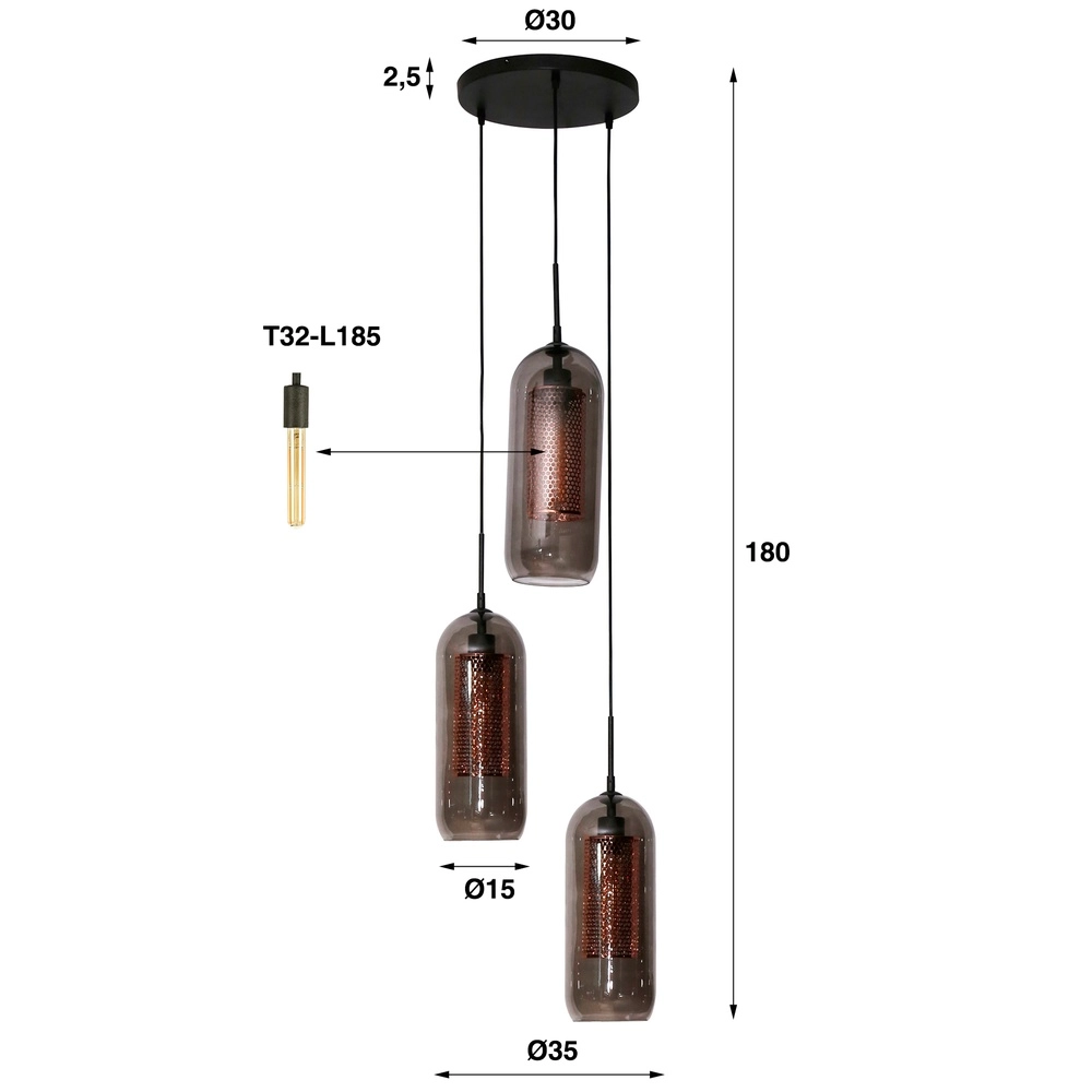Salontafel hanglamp Smoke Ø 35cm Lyora 8716803512122