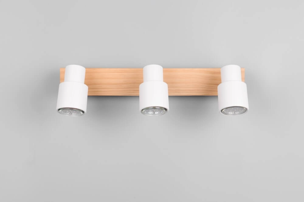 3-lichts plafondlamp Pierre wit met hout Trio 4017807638189