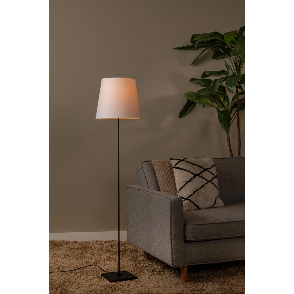 Vloerlamp Pendio zwart met witte kap Lucide 5411212194084