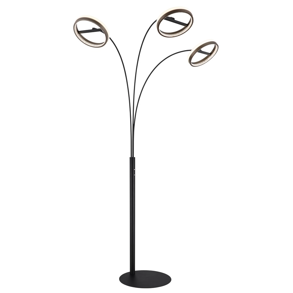 Design vloerlamp Della 3-lichts zwart