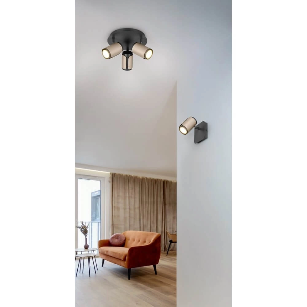 Opbouwspot Gillan zwart met bruin Trio 4017807641127