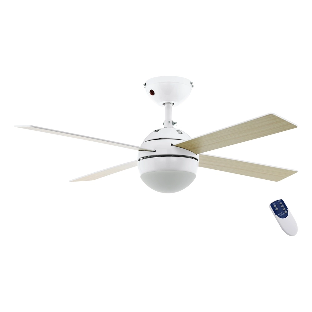 Ventilator Fan wit en hout met lamp