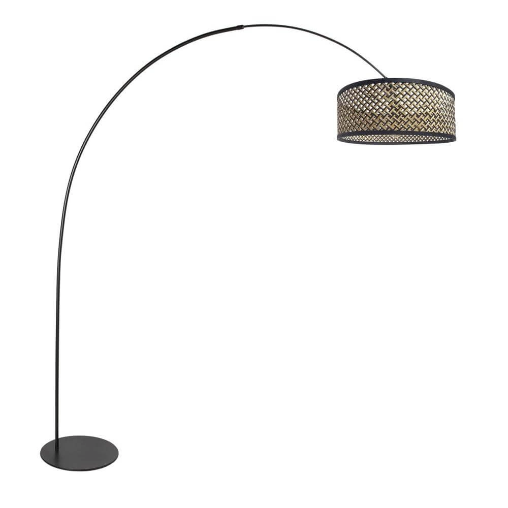 Vloerlamp Curve zwart met rotan kap Ø 50cm Steinhauer 8712746179422