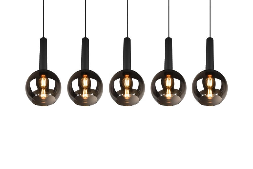5-lichts hanglamp Clayton zwart Trio 4017807522471