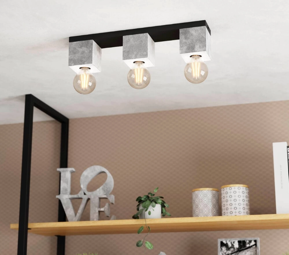 Betonlook plafondlamp Prestwick 3 Eglo 9002759435967