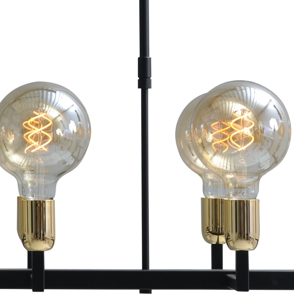 Zwarte eetkamer hanglamp Tube 12-lichts gouden fittingen Masterlight 8718121188713