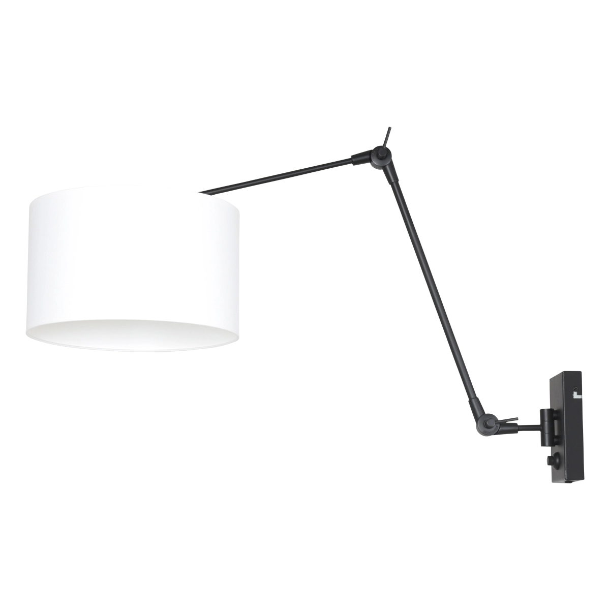Wand Leeslamp Prestige Chic zwart met 30cm effen wit lampenkap Wand Leeslamp Prestige Chic zwart met 30cm effen wit lampenkap