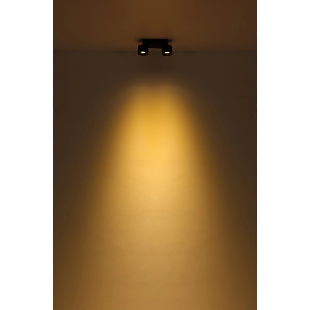 Strakke plafondlamp Rae 2-lichts zwart Globo 9007371447640