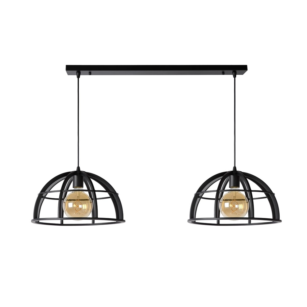 2-lichts hanglamp Dikra industrieel zwart