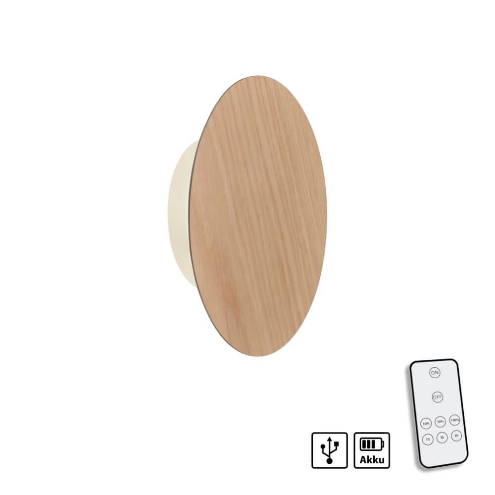 Design wandlamp Akku Puntua Ø 18cm hout Paul Neuhaus 4012248375785