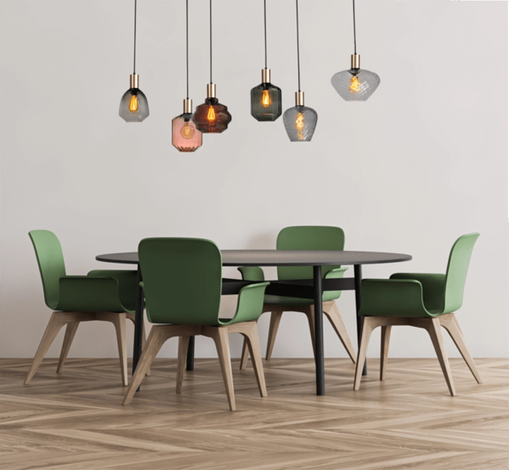 6-lichts hanglamp - goud - Porto met verschillende glazen Masterlight 8718121270692