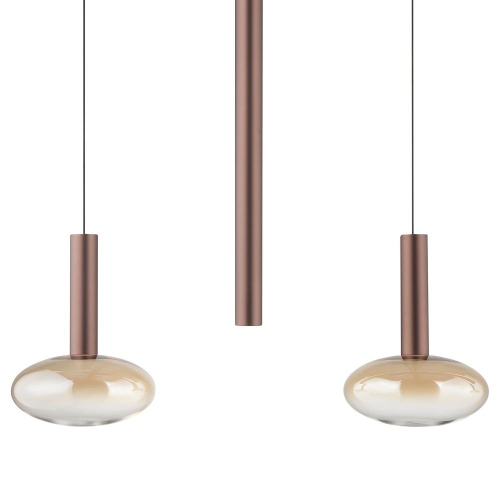 Hanglamp Veridian koffie bruin met amber glas Brilliant 4004353477942