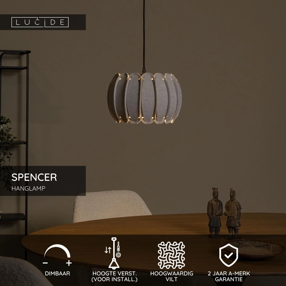 Hanglamp Spencer grijs Lucide 5411212343697