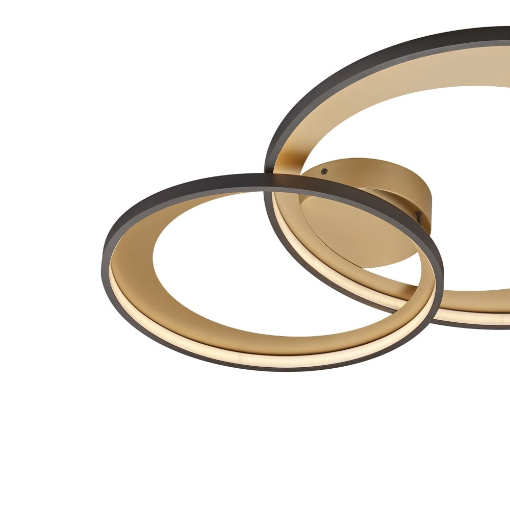 Mat zwarte plafondlamp Granada 85cm zwart met goud Trio 4017807433388