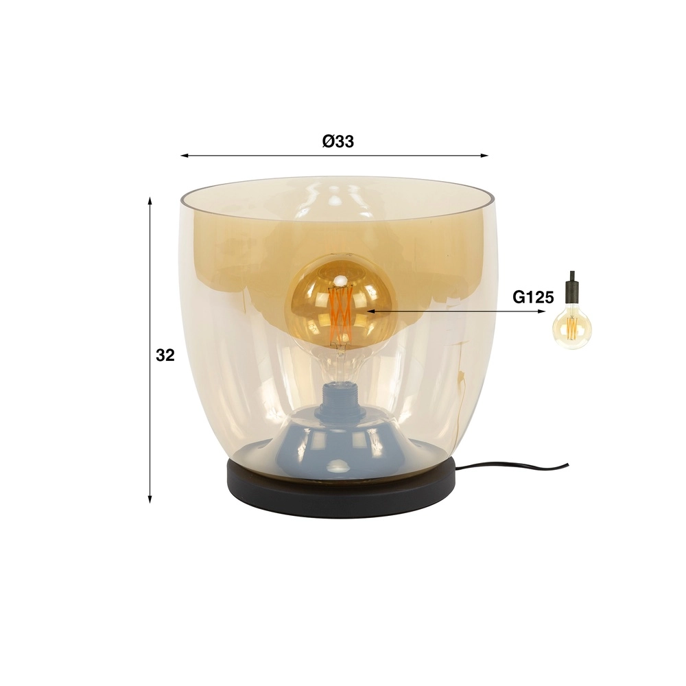 Vloerlamp amber glas UP Ø 33cm - 32cm hoog Lyora 8716803512610