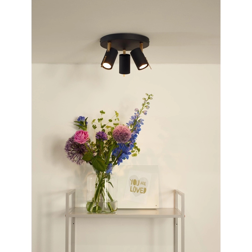 Plafondlamp Grony 3-lichts zwart Lucide 5411212176912
