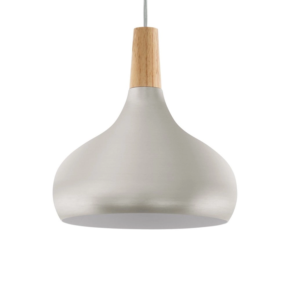 Moderne hanglamp Sabinar 28cm RVS met houtbruin Moderne hanglamp Sabinar 28cm RVS met houtbruin