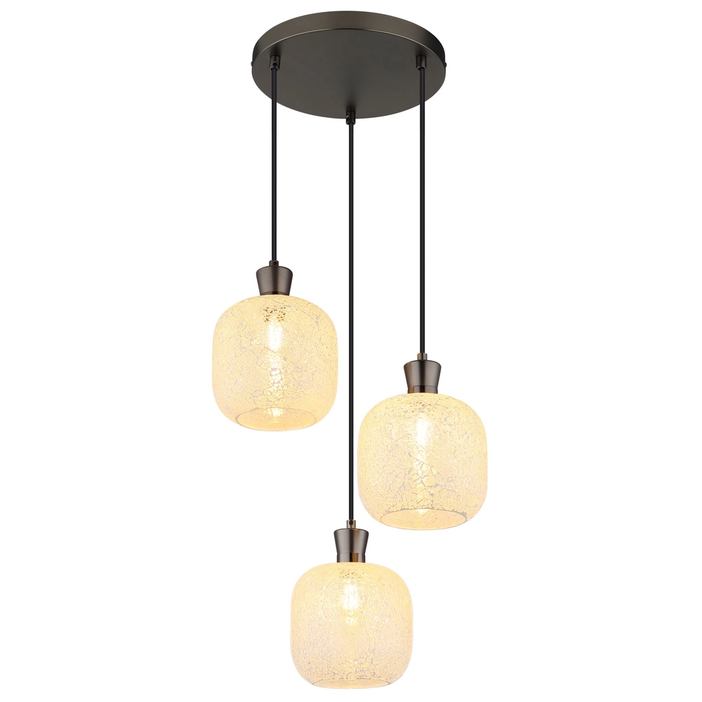3-lichts hanglamp Brokana gunmetal
