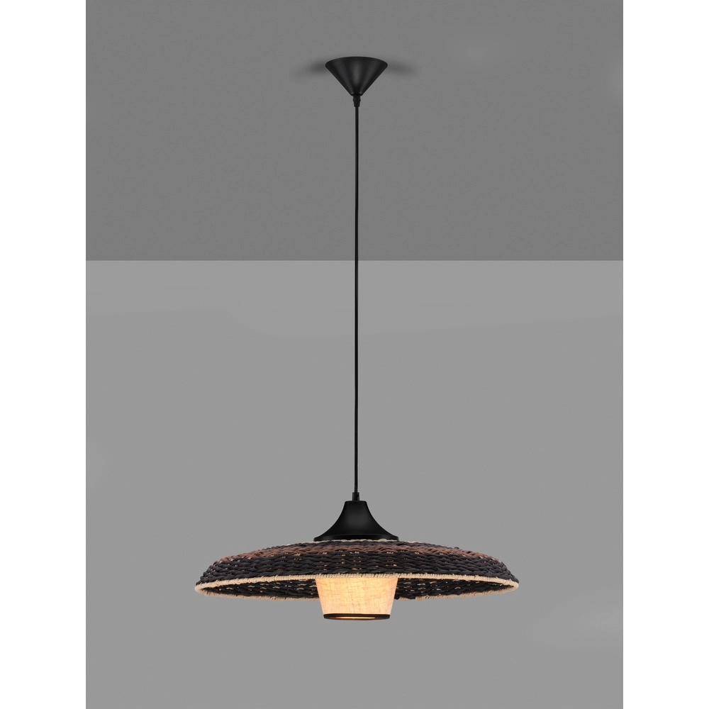 Hanglamp Capa zwart met rotan Hanglamp Capa zwart met rotan