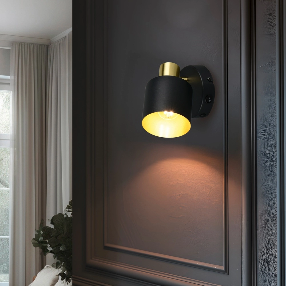 Wandspot Eva zwart met goud Trio 4017807654646