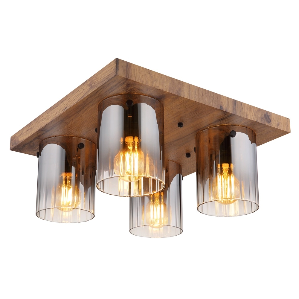 Plafondlamp Underwood hout 4-lichts