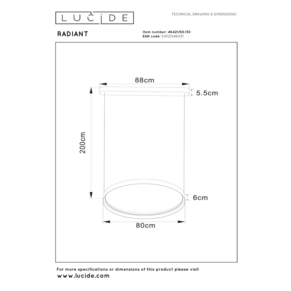 Design hanglamp Radiant zwart Ø 80cm Lucide Vibes 5411212461131