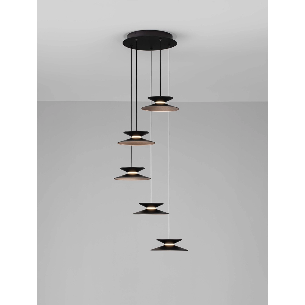 Design hanglamp Morfi 5-lichts zwart Design hanglamp Morfi 5-lichts zwart