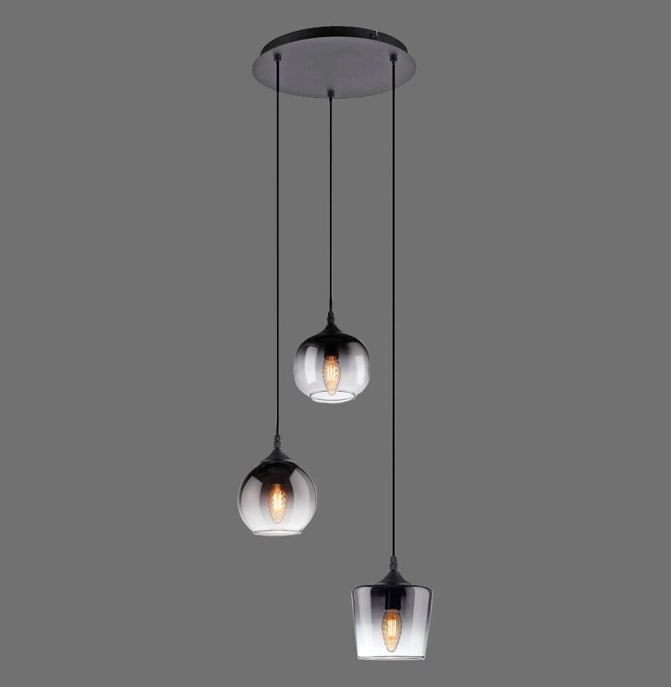 Zwarte hanglamp Zea 3-lichts Just Light 4043689994181