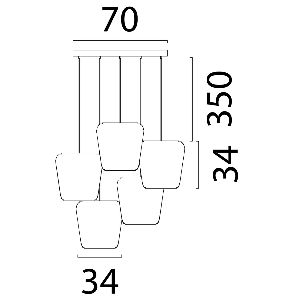 Hanglamp Carta Moody 5x Ø34cm Think Paper kap - zand Masterlight 8718121420189