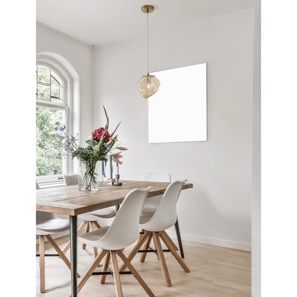 Hanglamp Odelle goud met amber glas Lyora 5212017434388