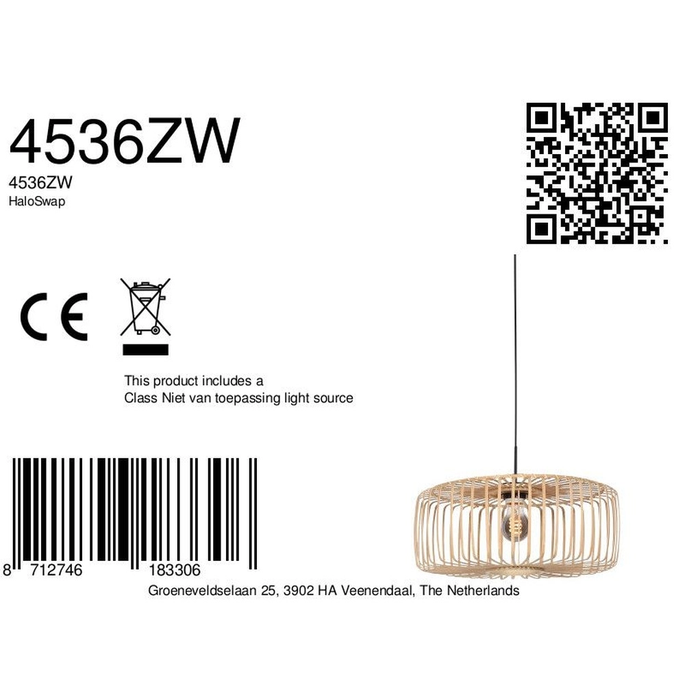Hanglamp HaloSwap Ø 40cm rotan Steinhauer 8712746183306