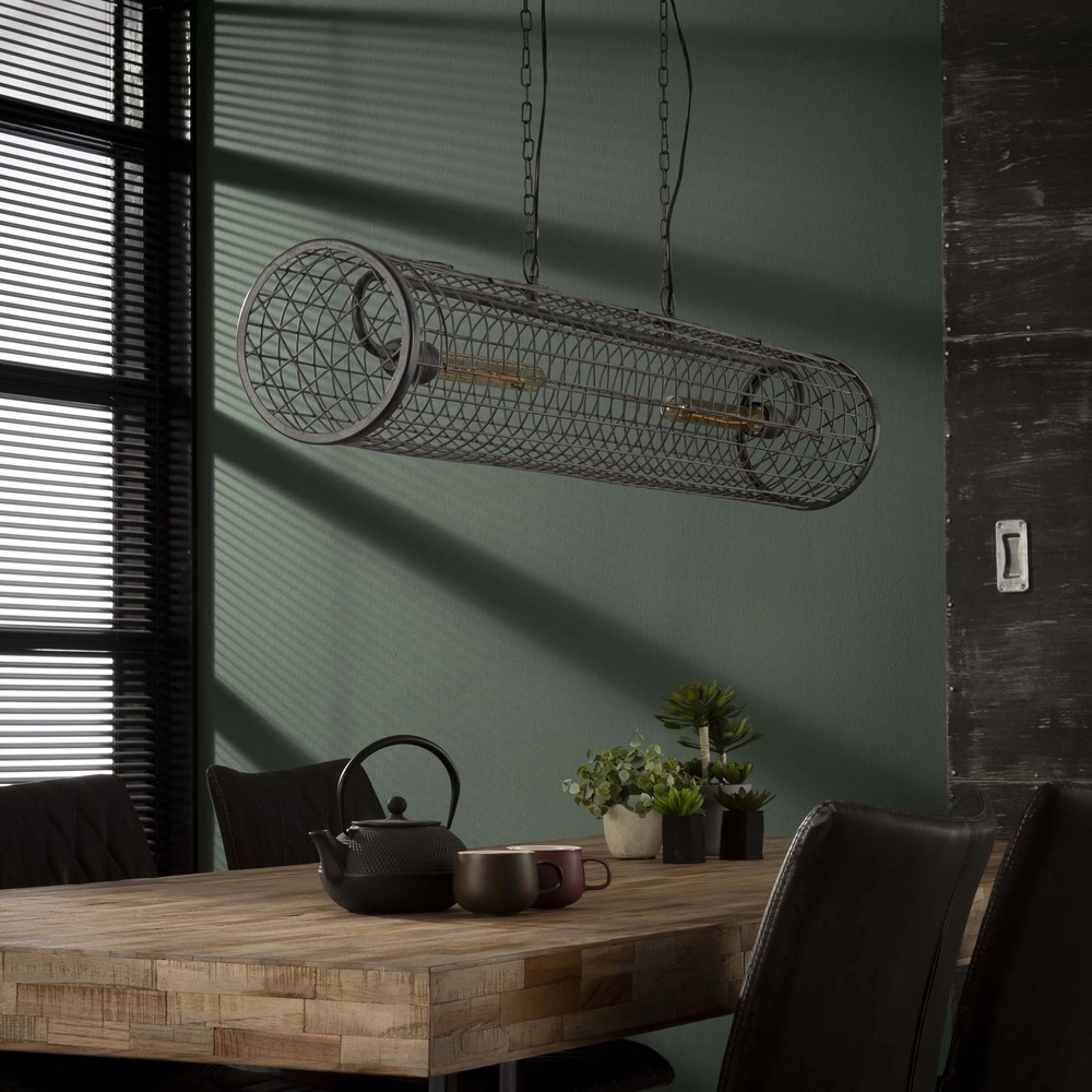 Industriële gaas hanglamp Cylinder 121cm - 2x E27 Lyora 8716803512757