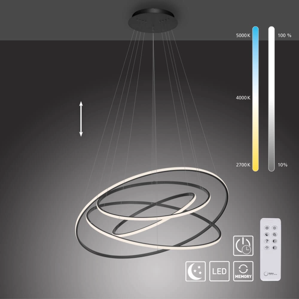 Moderne hanglamp Tessara antraciet Paul Neuhaus 4012248372654