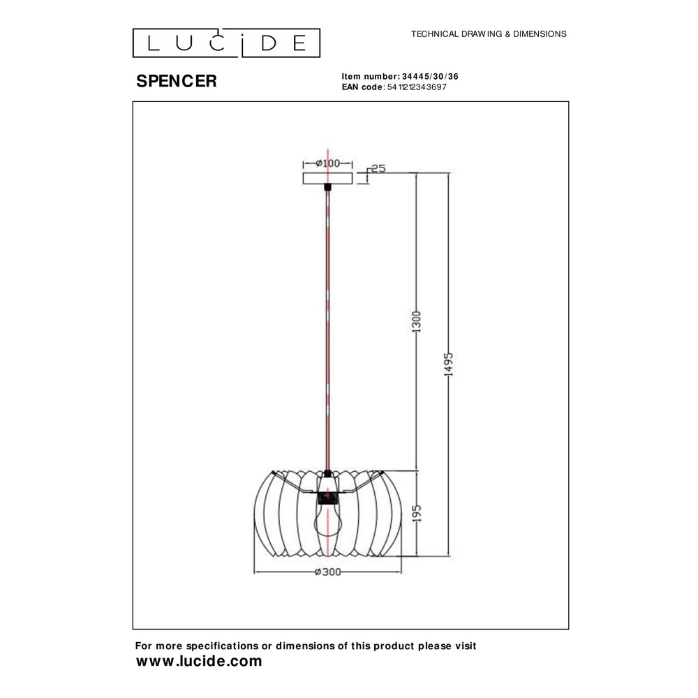Hanglamp Spencer grijs Lucide 5411212343697